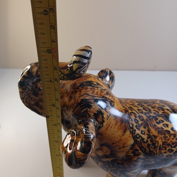 La Vie Vintage Ceramic Glazed Animal Print Patchwork Elephant Figurine - Picture 10 of 10